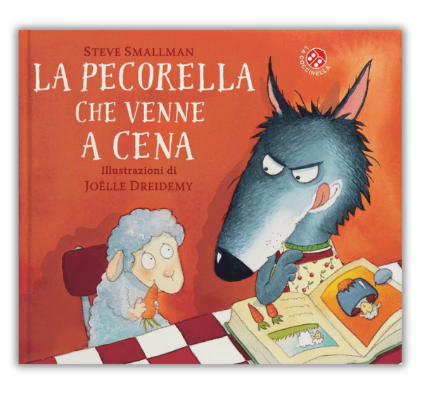 Copertina del libro La Pecorella che Venne a Cena di Steve Smallman con illustrazioni di Joëlle Dreidemy